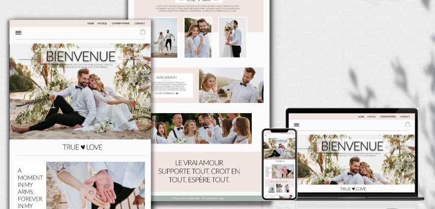 Maquette et réalisation du site internet de jeunes mariés, pour leurs photos de mariage