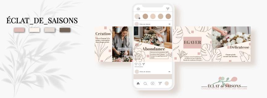 Maquette et réalisation du feed instagram de la fleuriste ÉCLAT_DE_SAISONS